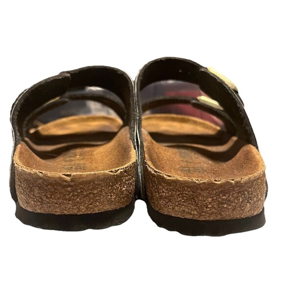 Birkenstock Arizona Shiny Snake Black Birko Flor Sandals Made in Germany Size 10 - Picture 4 of 16